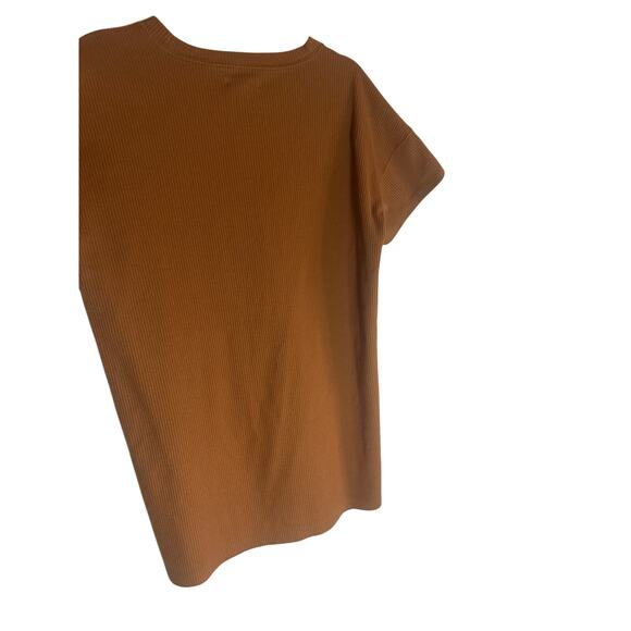 Madewell Women's Ribbed Pocket T-Shirt M Short Sleeve Casual Rust Brown - Picture 11 of 14